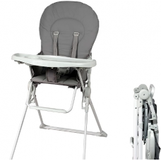 Bambisol Chaise Haute Bébé Pliable Fixe | Ultra Compacte et Légère, Tablette Amovible Réglable | Grise