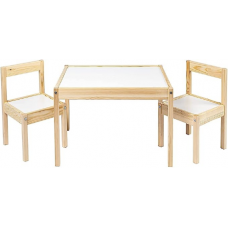 Ikea Latt-Table pour Enfant avec 2 chaises, Blanc, pin, Kiefer, Beige, Table avec 2 chaises, Blanc